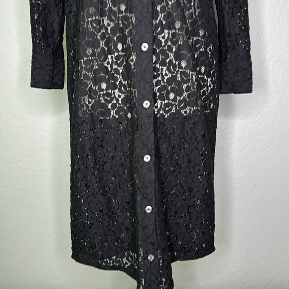 DKNYC Navy Lace Button Front Dress Tunic Oversized XS - Picture 4 of 11